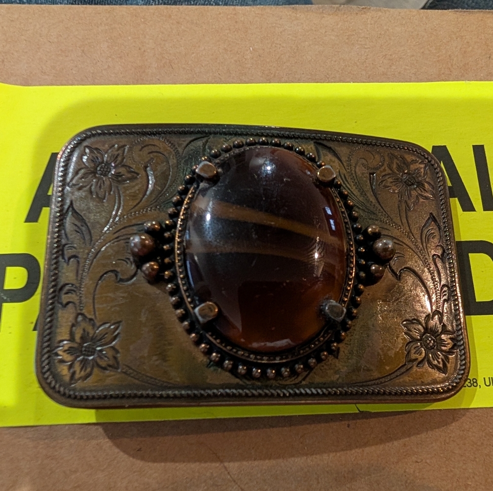 Vtg. Tigers Eye Belt Buckle